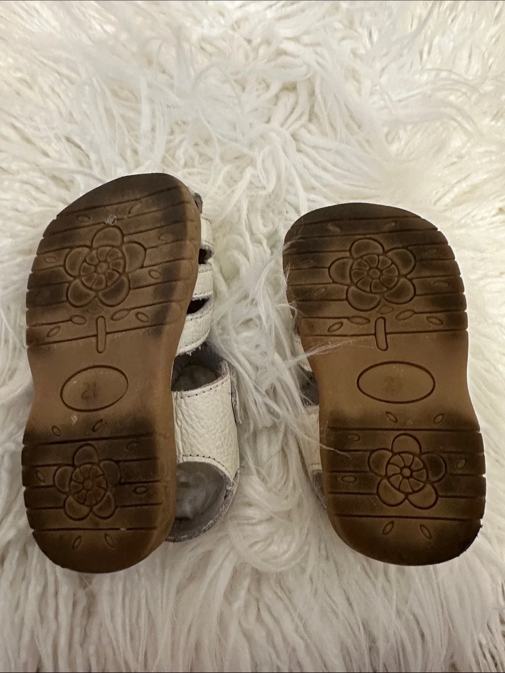 Kids Cream Floral Leather Sandals - Brand (Toddler 5 🇺🇸/ 21 EU)